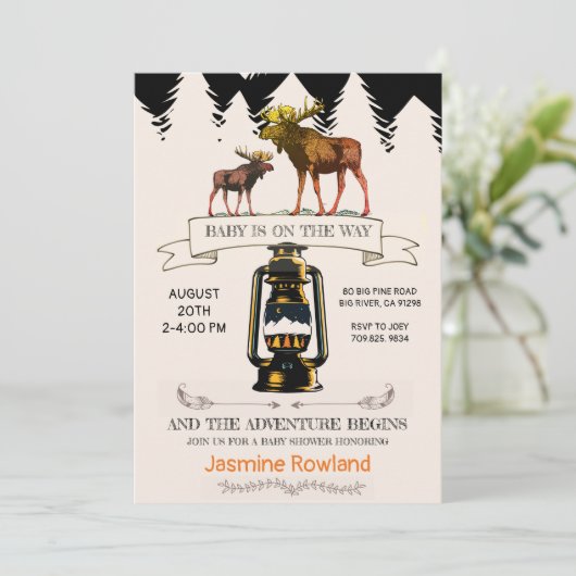 Rustige Wilderness Moose Baby Boy Shower Kaart (Staand voorkant)