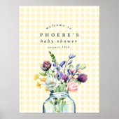 Rustige Wildflower Mason Jar Baby shower Sign. Poster (Voorkant)