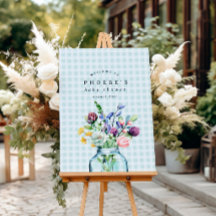 Rustige Wildflower Mason Jar Baby shower Sign.