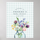 Rustige Wildflower Mason Jar Baby shower Sign. Poster (Voorkant)