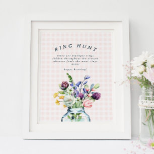 Rustige Wildflower Mason Jar Bridal Ring Hunt Game Poster