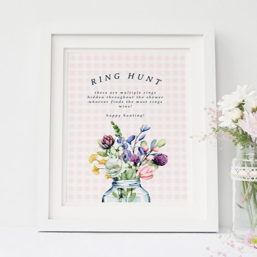 Rustige Wildflower Mason Jar Bridal Ring Hunt Game Poster