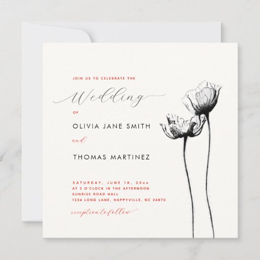 Rustige Wildflower Rood Sinaasappel papavery legan Kaart (Voorkant)