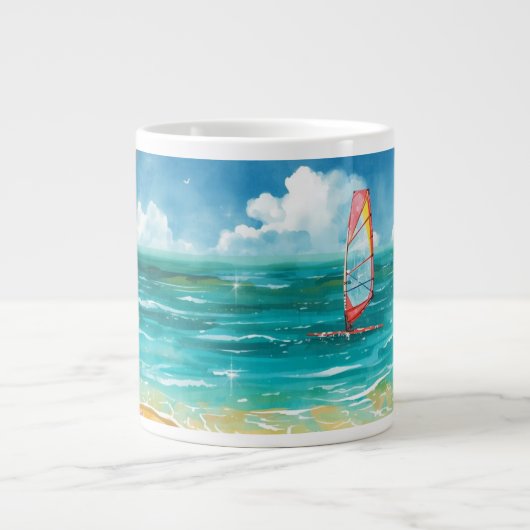 Rustige Windsurf Scene Grote Koffiekop (Voorkant)