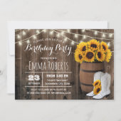 Rustige Wine Barrel Sunflower Cowgirl Birthday Kaart (Voorkant)