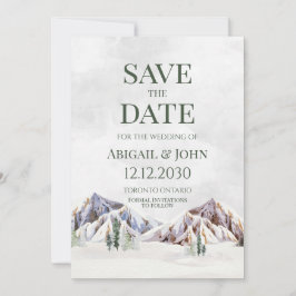 Rustige winter berg bruiloft save the date kaart