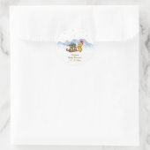 Rustige Winter Berg Slee Baby Shower Ronde Sticker (Tas)