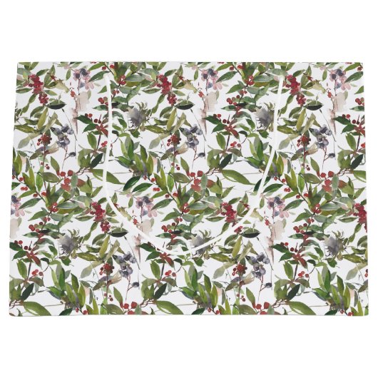 Rustige Winter Berries Holiday Large Gift Bag Groot Cadeauzakje (Voorkant)
