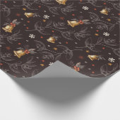 Rustige  Winter Berry Bells kerstcadeau Cadeaupapier (Hoek)