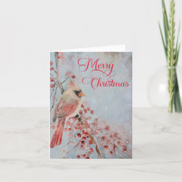 Rustige Winter Bird Waterverf Merry Kerstmis Feestdagen Kaart
