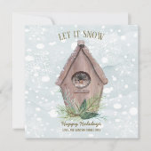 Rustige Winter Bos | Laat het Sneeuwen Vogel Feestdagenkaart (Voorkant)