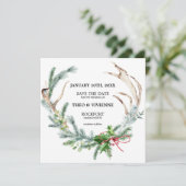 Rustige winter botanisch sparen de Datum Save The Date (Staand voorkant)