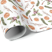 Rustige winter Botanische Kerstmis Cadeaupapier (Rol Hoek)