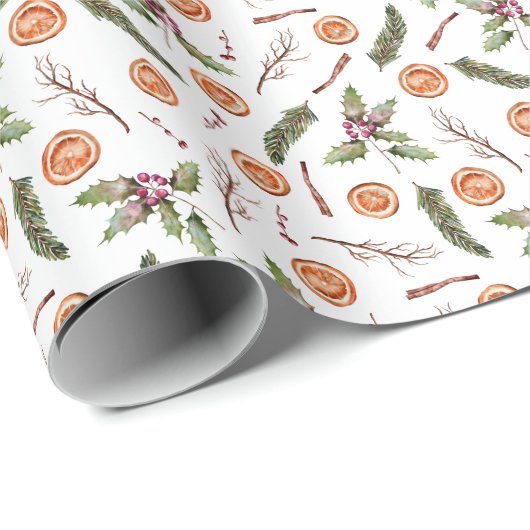 Rustige winter Botanische Kerstmis Cadeaupapier (Rol Hoek)