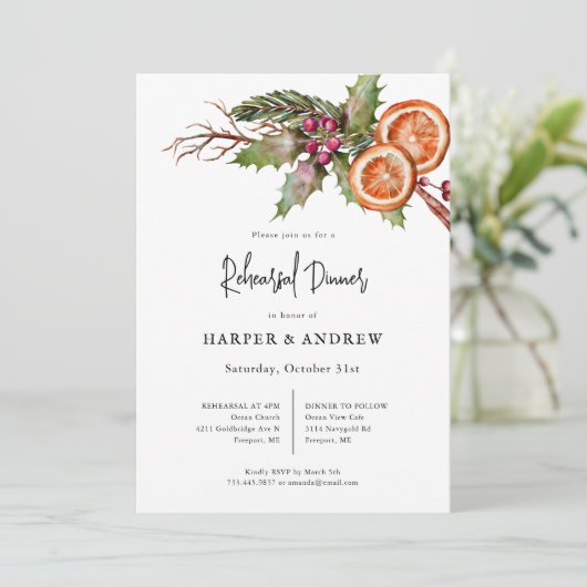 Rustige winter Botanische repetitie Dinner Kaart (Staand voorkant)