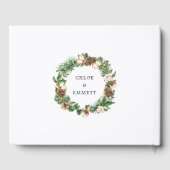 Rustige winter botanische witte Floral bruiloft Gastenboek (Achterkant)