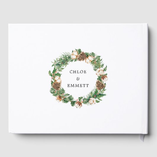 Rustige winter botanische witte Floral bruiloft Gastenboek (Achterkant)