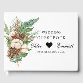 Rustige winter botanische witte Floral bruiloft Gastenboek (Voorkant)