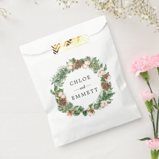 Rustige winter Botanische Wreath Custom Wedding Bedankzakje (Gezegeld)