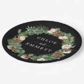 Rustige winter Botanische Wreath Custom Wedding Papieren Bordje (Gekanteld)