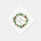 Rustige winter Botanische Wreath Custom Wedding Servet (Hoek)