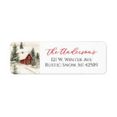 Rustige Winter Chalet Kerst Retouradres Etiket (Voorkant)