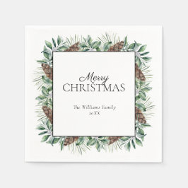 Rustige Winter Fir Cone Merry Kerstmis Servet