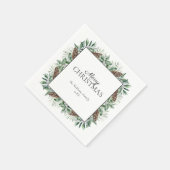 Rustige Winter Fir Cone Merry Kerstmis Servet (Hoek)