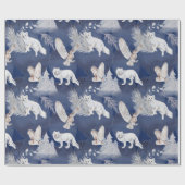 Rustige Winter Fox & Owl kerstcadeau Cadeaupapier (Vlak)