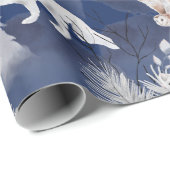 Rustige Winter Fox & Owl kerstcadeau Cadeaupapier (Rol Hoek)