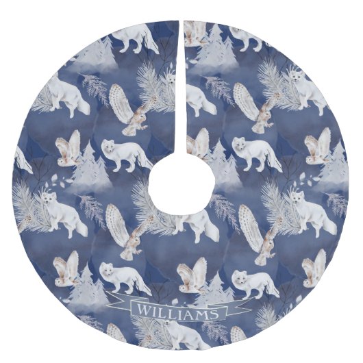 Rustige Winter Fox & Owl kerstcadeau Kerstboom Rok (Voorkant)