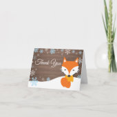 Rustige Winter Fox Snowflake Blue Hartelijk dank Bedankkaart (Voorkant)