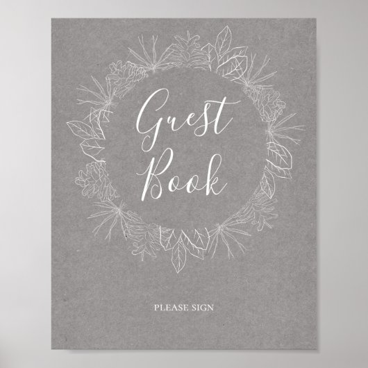 Rustige Winter | Grijze gastboekbord Poster (Voorkant)
