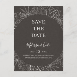 Rustige Winter | Houtskool Save The Date Postcard Uitnodiging Briefkaart