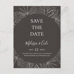 Rustige Winter Houtskool Save The Date Postcard Uitnodiging Briefkaart