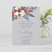 Rustige winter katoenrode bessen goudbruiloft kaart (Staand voorkant)