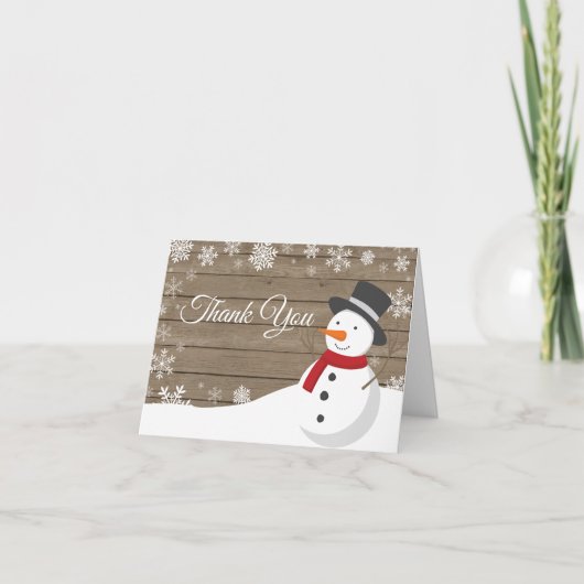 Rustige winter Kerstmis Sneeuwman Bedankkaart (Voorkant)