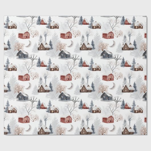 Rustige winter kerstwinter Cabin Gift Cadeaupapier (Vlak)