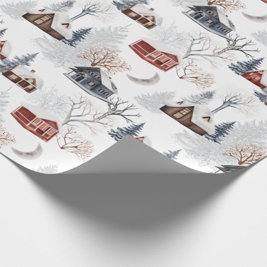 Rustige winter kerstwinter Cabin Gift Cadeaupapier (Hoek)
