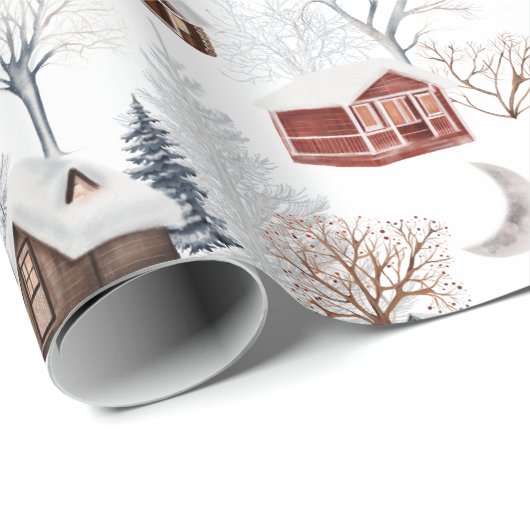 Rustige winter kerstwinter Cabin Gift Cadeaupapier (Rol Hoek)