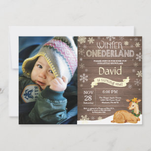 Rustige Winter Onederland Hert 1e Verjaardag Kaart