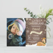 Rustige Winter Onederland Hert 1e Verjaardag Kaart (Staand voorkant)