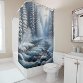 "Rustige Winter River Scene" Douchegordijn (In situ)