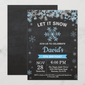 Rustige Winter Snowflake Blue Silver Boy Birthday Kaart (Voorkant / Achterkant)