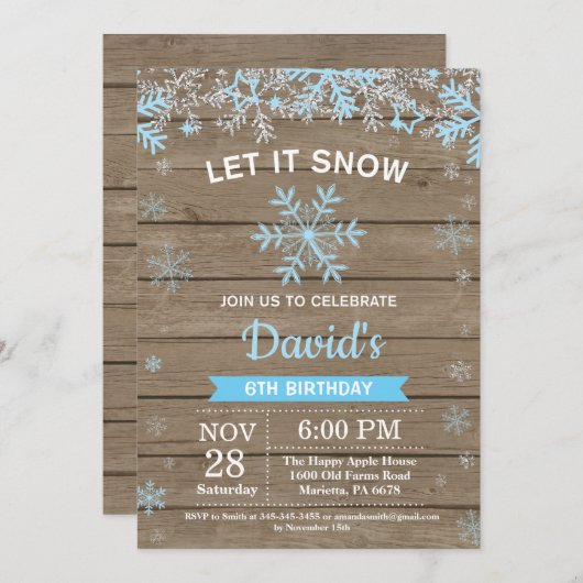 Rustige Winter Snowflake Blue Silver Boy Birthday Kaart (Voorkant / Achterkant)