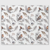 Rustige Winter Sparrow-kerstcadeau Cadeaupapier (Vlak)