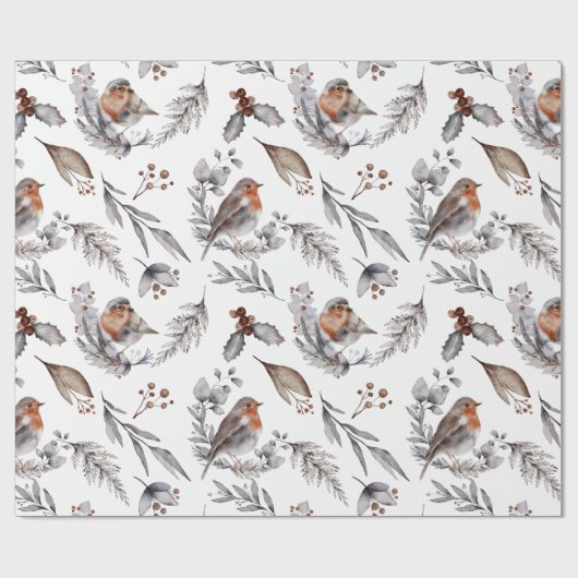  Rustige Winter Sparrow-kerstcadeau Cadeaupapier (Vlak)