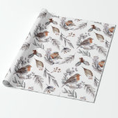 Rustige Winter Sparrow-kerstcadeau Cadeaupapier (Uitgerold)