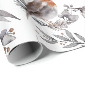 Rustige Winter Sparrow-kerstcadeau Cadeaupapier (Rol Hoek)