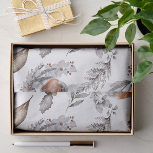 Rustige Winter Sparrow-kerstcadeau Tissuepapier (Geschenk)